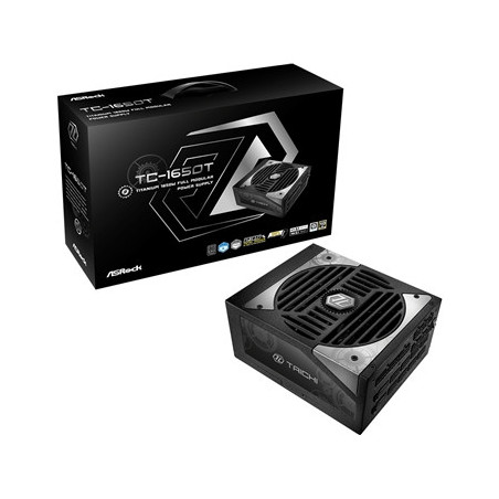 ASRock TC-1650T  1600W ATX Power Supply Unit  80 PLUS TITANIUM Certified. 135mm Striped Axial FDB Fan  High Efficiency PSU