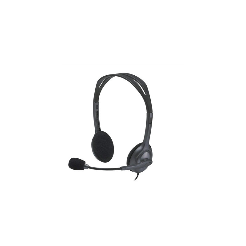 Logitech H111 Wired Headset  Stereo Sound  3.5mm Audio Jack  Noise-Cancelling Microphone  Black