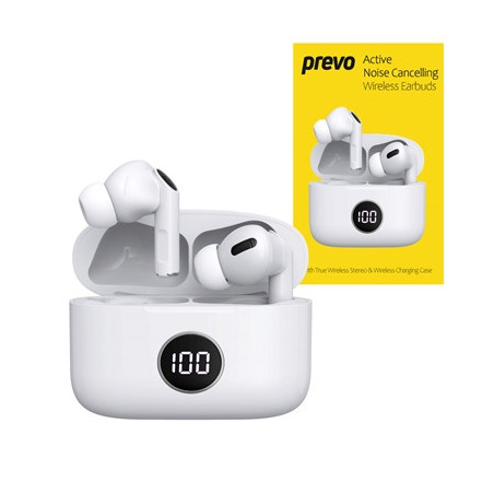Prevo M10 Active Noise Cancelling TWS Earbuds  Bluetooth 5.3  Automatic Pairing  Touch Control Feature with Digital LED Display 