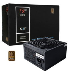 CiT 600W ATX Power Supply  80+ Efficiency  120mm Silent Fan  Active PFC  PCIe  SATA & Molex Connectors  Black PSU for Gaming & D