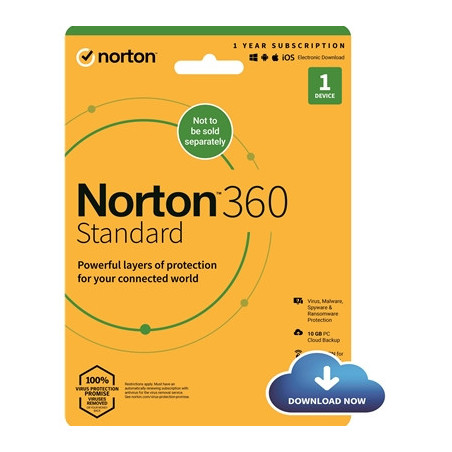 Norton 360 Standard 2022  Antivirus Software for 1 Device  1-year Subscription  Includes Secure VPN  Password Manager and 10GB o