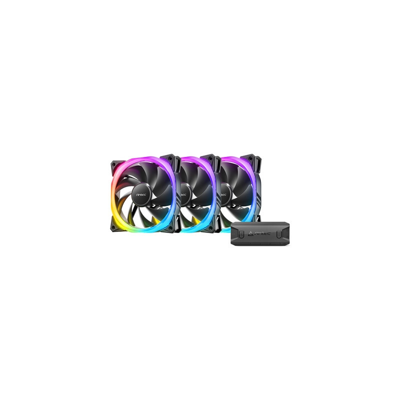 Antec Fusion 120mm ARGB 3 Fan Pack  Black  3x120mm ARGB Fans  Upto 2000RPM  57.93CFM Airflow  31.24dB Max  4-pin PWM 3-pin LED