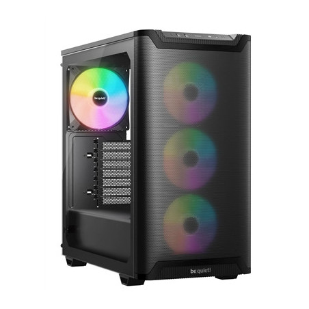 be quiet! Pure Base 501 LX Airflow Window Black ATX Mid Tower Case with USB-A  USB-C  4 x Light Wings LX Black ARGB PWM Fans