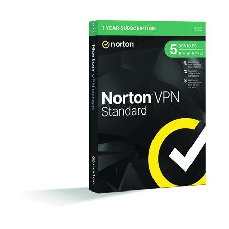 Norton VPN 5 Device 1-year Subscription  Includes Change Location  Content Access  Auto Connect and Ad Tracker Blocking  PC/Mac/