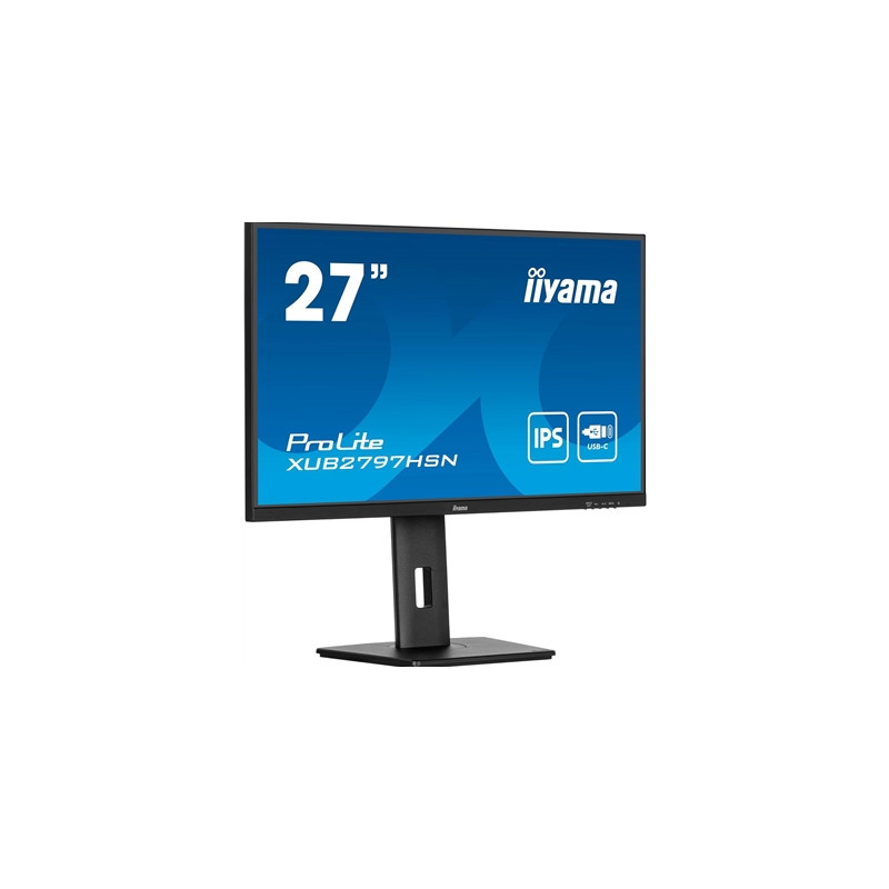 iiyama ProLite XUB2797HSN-B2 27 Inch Full HD IPS Monitor  Matte Black  USB-C Dock  RJ45  100 Hz  1x HDMI  1x DisplayPort  4x USB