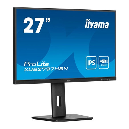 iiyama ProLite XUB2797HSN-B2 27 Inch Full HD IPS Monitor  Matte Black  USB-C Dock  RJ45  100 Hz  1x HDMI  1x DisplayPort  4x USB