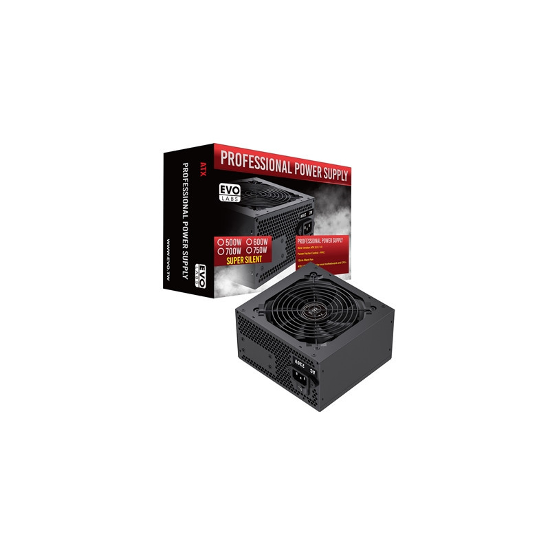 EVO LABS BR600-12BL 600W PSU 120mm Black Silent Fan with Improved Ventilation  Non Modular  High-Efficiency  PFC Certified  CE C