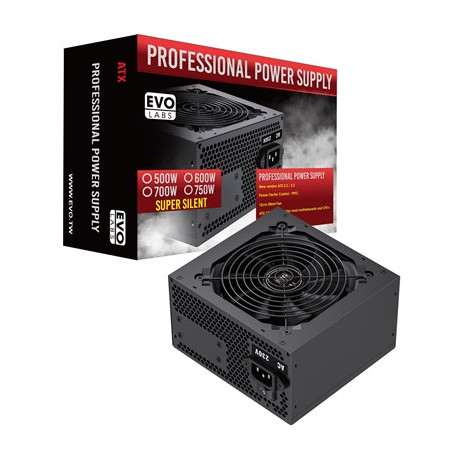 EVO LABS BR600-12BL 600W PSU 120mm Black Silent Fan with Improved Ventilation  Non Modular  High-Efficiency  PFC Certified  CE C