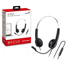 Genius HS-220U-C Copilot AI Ultra Lightweight Headset with Mic  USB-C Connection  Plug and Play  Adjustable Headband and microph