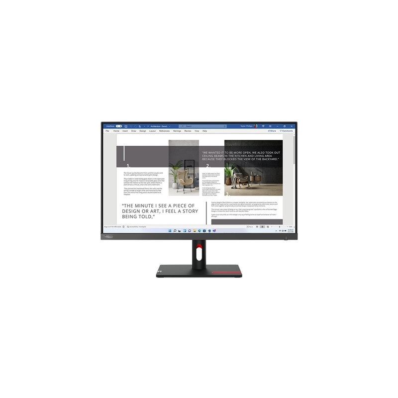 Lenovo ThinkVision S27i-30  27 Inch  Full HD (1920 x 1080)  100Hz  4ms  16:9  IPS  WLED Monitor  HDMI  VGA  Tilt Adjustable  3 Y