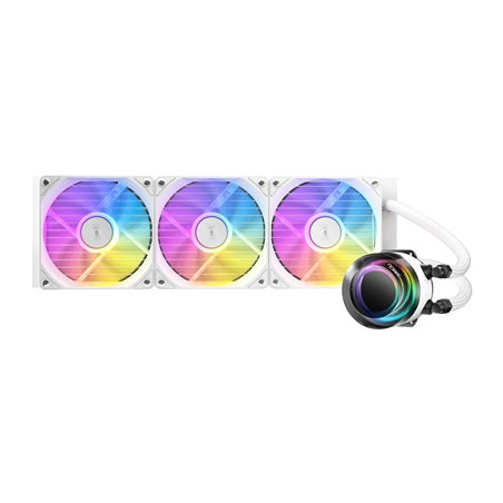 Antec Vortex Lum 360 ARGB White CPU Liquid Cooler - Intel & AMD Compatible  3 x 120mm ARGB Fans  Suspended Spiral Pump Head  Enh