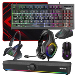 Marvo Scorpion 6-Product Gaming & Streaming Bundle featuring Gaming Keyboard  Programmable USB Mouse  Non-Slip Mousepad  PC & Co