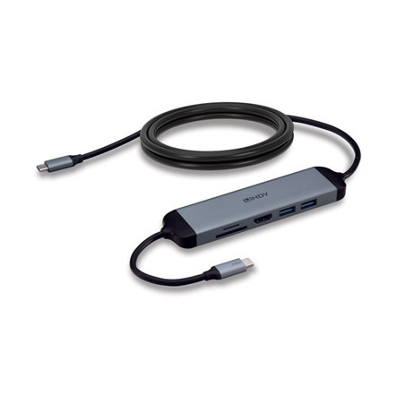 Lindy DST-Micro 140 Laptop Docking Station with USB-C  1x 4K HDMI and Pass-Through Charging