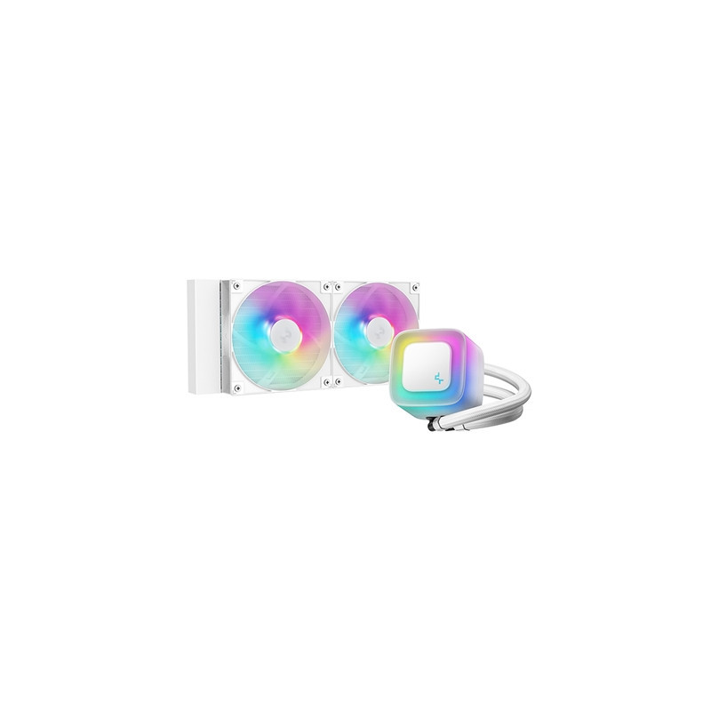 DeepCool LE240 V2 White 240mm Liquid CPU Cooler  Dual 120mm ARGB Fans  Anti-Leak Tech  Quiet Pump  High Performance for Intel & 