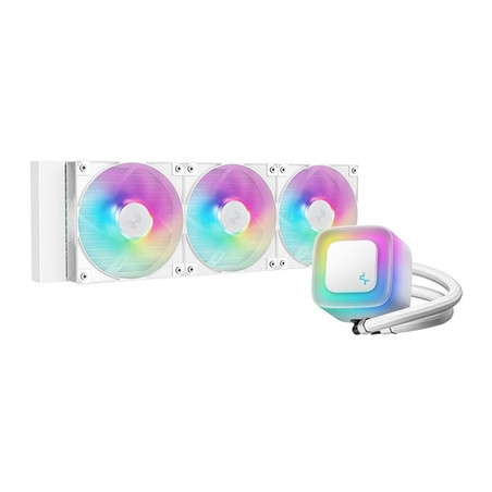 DeepCool LE360 V2 White 360mm Liquid CPU Cooler  Triple 120mm ARGB Fans  Anti-Leak Tech  Quiet High-Performance Pump  Compatible