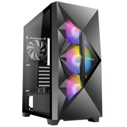 ANTEC DF800 FLUX Case  Gaming  Black  Mid Tower  2 x USB 3.0  Tempered Glass Side Window Panel  Geometrical Mesh Design & Mirror