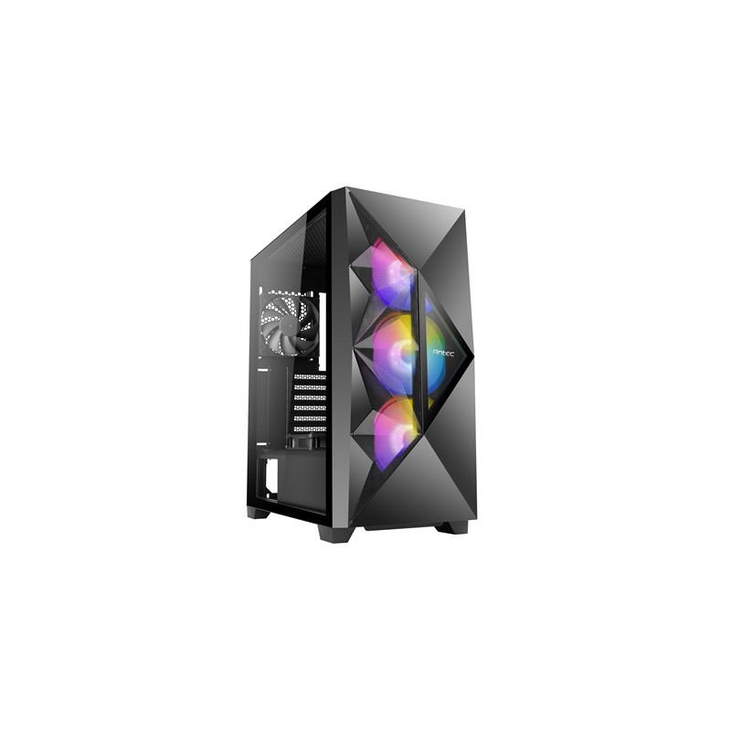 ANTEC DF800 FLUX Case  Gaming  Black  Mid Tower  2 x USB 3.0  Tempered Glass Side Window Panel  Geometrical Mesh Design & Mirror
