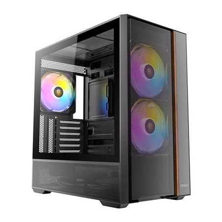 Antec FLUX Rear Mid Tower PC Case - Tempered Glass  Steel/Plastic/Wood  5 PWM Fans  USB-C  ATX/Micro-ATX/ITX Compatibility