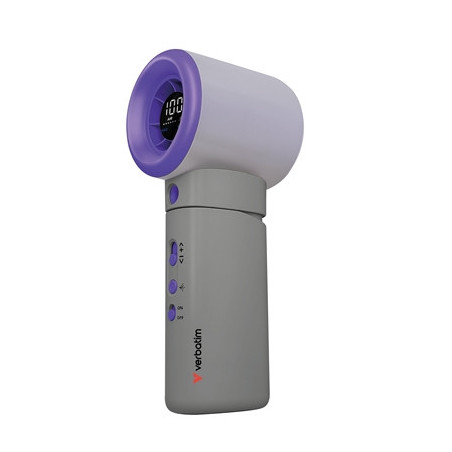 Verbatim Cool 'n' Go Aqua Breeze Handheld Fan  Portable Cooling with Refreshing Mist Spray - Grey/Purple