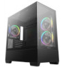 DeepCool CG380 3F Micro-ATX Gaming Case Black  Panoramic Tempered Glass Side Panel  Mesh Airflow Front  3 Pre-Installed ARGB Fan