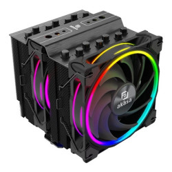 Akasa Soho H7 ARGB CPU Cooler  Black  2x 120mm PWM Fan  Dual Tower  Aluminium Fins  7x Copper Heatpipes  Intel/AMD