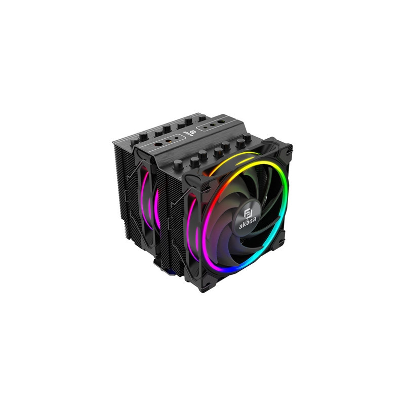 Akasa Soho H7 ARGB CPU Cooler  Black  2x 120mm PWM Fan  Dual Tower  Aluminium Fins  7x Copper Heatpipes  Intel/AMD