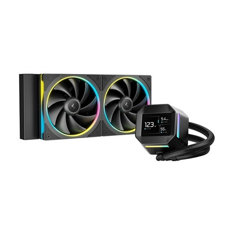 DeepCool LM240 Liquid CPU Cooler with 2.4“ IPS Display  240mm AIO  Dual 120mm ARGB Fans  Anti-Leak Technology  PWM Pump  Intel L