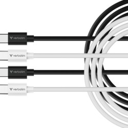 Verbatim Essentials Sync & Charge USB-C to C Cables (2 pack) Black & White  1m  60W PD  480Mbps  USB Power Delivery 3.0 Supports