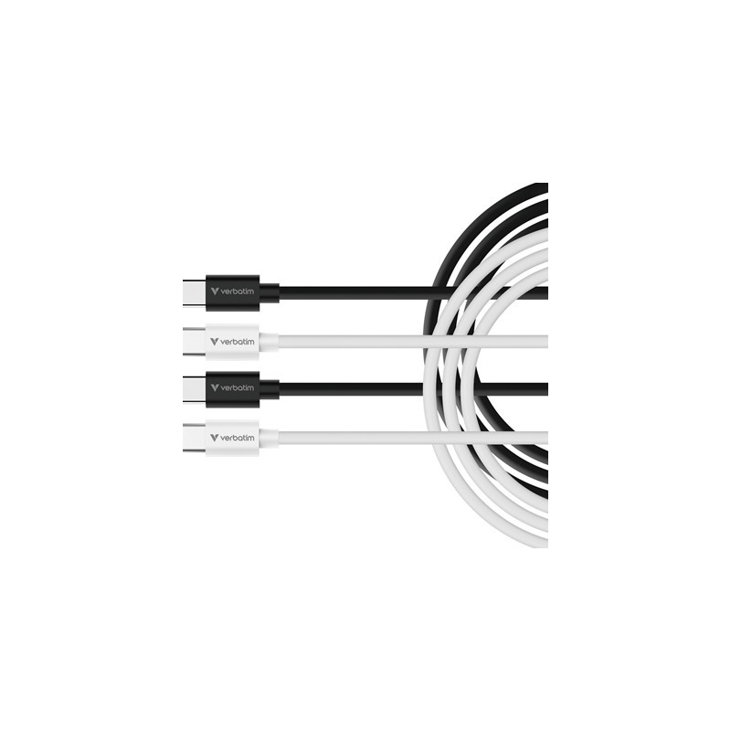 Verbatim Essentials Sync & Charge USB-C to C Cables (2 pack) Black & White  1m  60W PD  480Mbps  USB Power Delivery 3.0 Supports