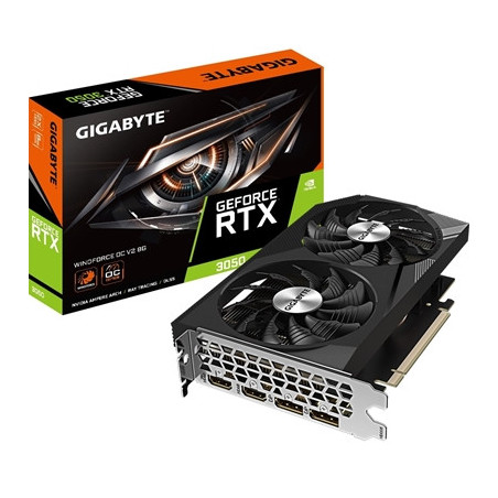 Gigabyte NVIDIA GeForce RTX 3050 WINDFORCE OC V2 8GB GDDR6 Graphics Card  2560 CUDA Cores  1792 MHz Core Clock  Dual Fan  2x Dis