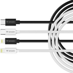 Verbatim Essentials Sync & Charge USB-C to Lightning Cables (2 pack) Black & White  1m  27W PD  480Mbps  USB Power Delivery 3.0 