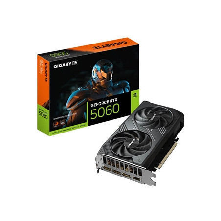 Gigabyte NVIDIA GeForce RTX 5060 WINDFORCE MAX OC 8G GDDR7 Graphics Card  3840 CUDA Cores  2512 MHz Core Clock  Dual Fan  3x Dis