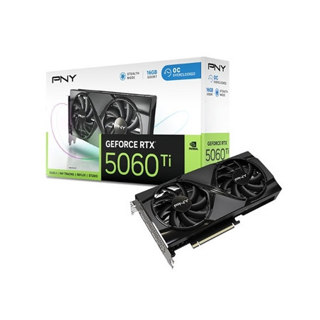 PNY NVIDIA GeForce RTX 5060 Ti DUAL OC 16GB GDDR7 Graphics Card  4608 CUDA Cores  2407MHZ Core Clock  Dual Fan  3 x DisplayPort 