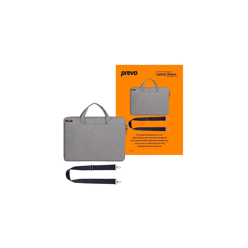 Prevo 15.6 Inch Laptop Bag  Cushioned Lining  With Shoulder Strap  Light Grey