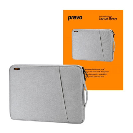 Prevo 14 Inch Laptop Sleeve  Side Pocket  Cushioned Lining  Light Grey