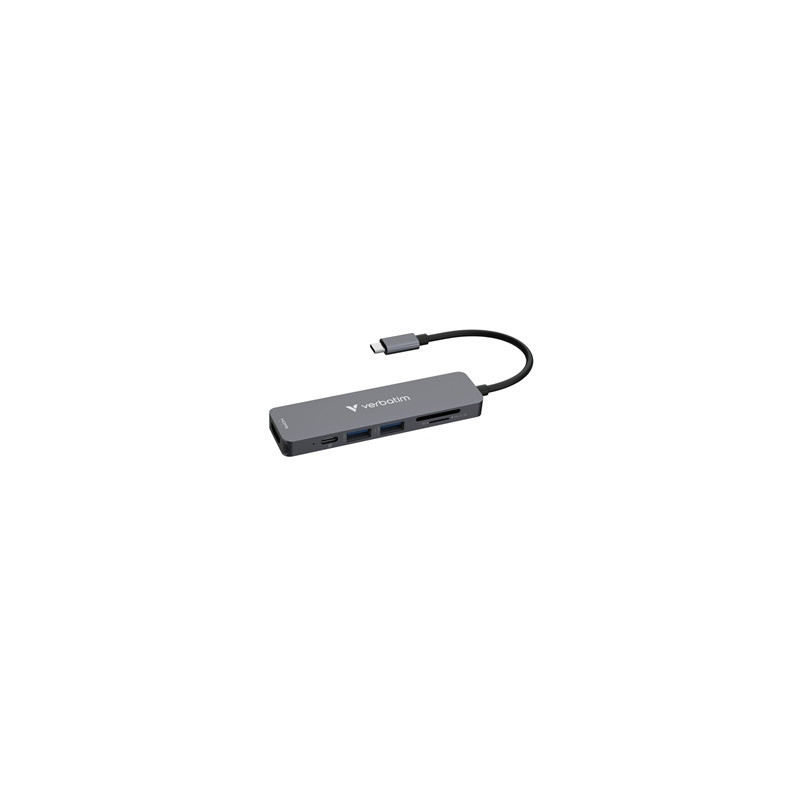 Verbatim USB-C Essentials Multiport Hub 6 Port With Card Reader  Supports Up To 100W Power Delivery  SD/MicroSD Slots Supports R