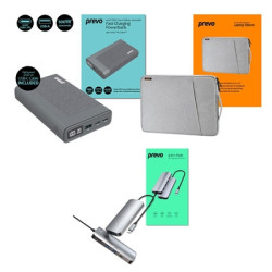 Prevo Business Travel Bundle with 100W Fast Charge 20000mAh Powerbank  4-in-1 USB Hub with Gigabit Ethernet & 15.6-Inch Luxury-L