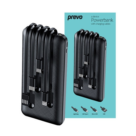 Prevo SP2010 Power Bank 10000mAh Portable Charging for Smart Phones  Tablets and Other Devices  Charge 4 Devices with Prefitted 