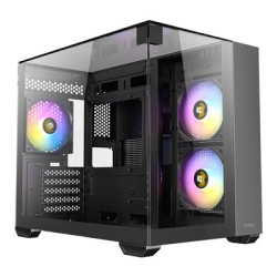 Antec CX600M Trio ARGB Mini Tower Gaming Case  Black  Tempered Glass Panels  Dual Chamber Design  Vertical Cooling  Pre-Installe