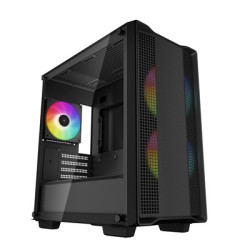 DeepCool CC360 ARGB  Black  Mini Tower Chassis w/ Tempered Glass Window  3x 120mm ARGB Fans  USB 3.0  mATX/mITX