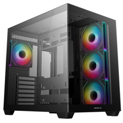 DeepCool CG530 4F Mid-Tower Case with Tempered Glass Panels  4 Pre-Installed ARGB Fans  and Optimal Airflow Support  Black