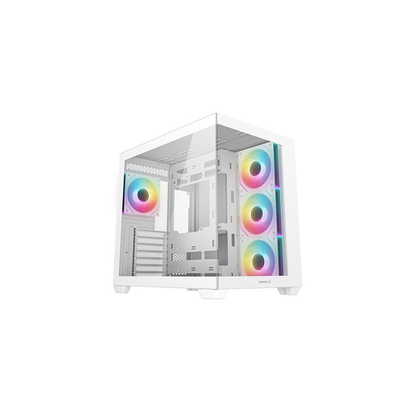 DeepCool CG530 4F Mid-Tower Case with Tempered Glass Panels  4 Pre-Installed ARGB Fans  and Optimal Airflow Support  White