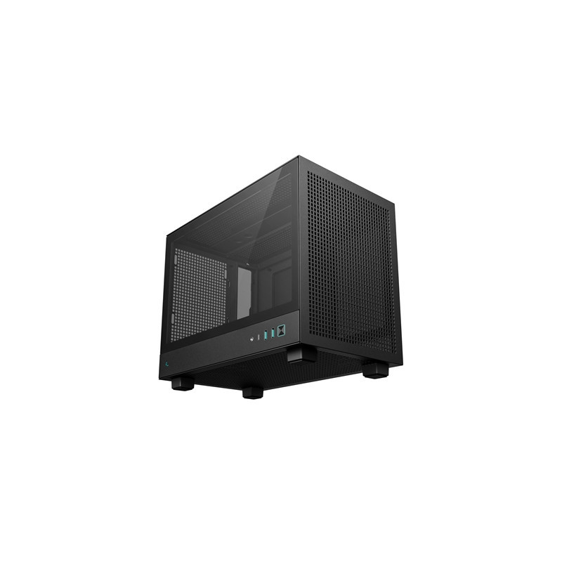 DeepCool CH160 Ultra-Portable Gaming Case Black Micro Tower with Tempered Glass Side Window Panel  Advanced Cooling  USB 3.0/USB
