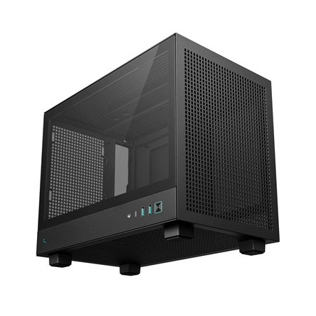 DeepCool CH160 Ultra-Portable Gaming Case Black Micro Tower with Tempered Glass Side Window Panel  Advanced Cooling  USB 3.0/USB