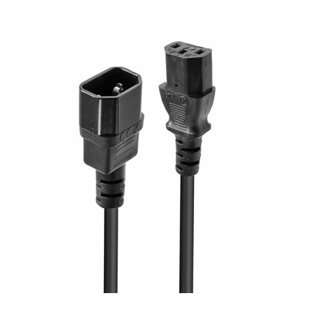 Lindy 30331 2m IEC C13 (Kettle) To IEC C14 (Kettle) Mains Extension Cable - Black
