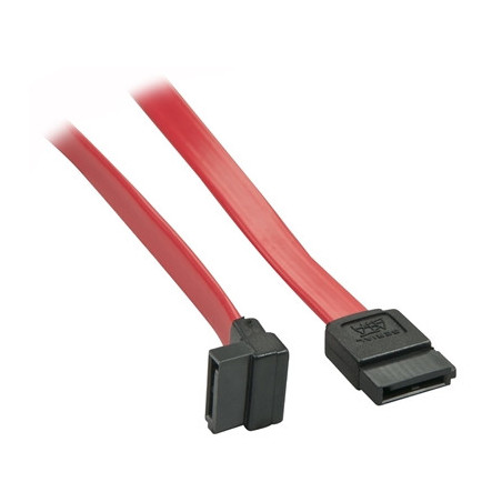 Lindy 33352 0.7m SATA (7 Pin) to 90 Deg SATA (7 Pin) Cable - Red/Black  Compatible With SATA III And Backwards Compatible With S