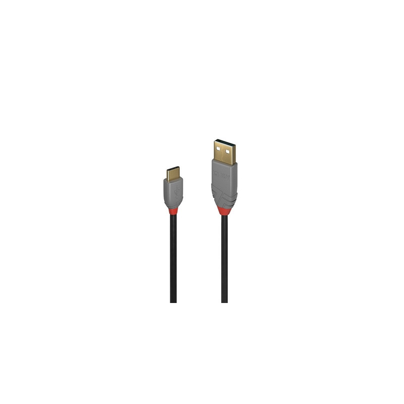 Lindy 36887 2m USB-A (M) 2.0 To USB-C (M) 2.0 Anthra Line 480Mbps Cable - Black