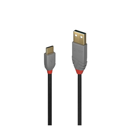 Lindy 36887 2m USB-A (M) 2.0 To USB-C (M) 2.0 Anthra Line 480Mbps Cable - Black