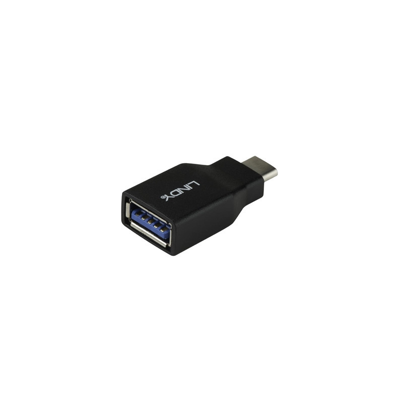 LINDY 41899 USB Adapter  USB 3.2 Type-C (M) to USB 3.2 Type-A (F)  Adapter  Black  Supports Data Transfer Speeds up to 10Gbps  R