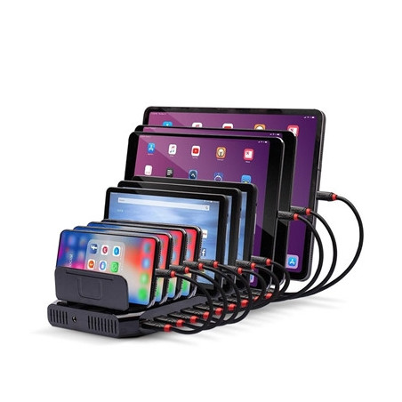 LINDY 73309 96W USB Charging Station  10 x USB Type-A Ports for Simultaneous Charging for up to 10 Devices  Max. 2.4A Charging P